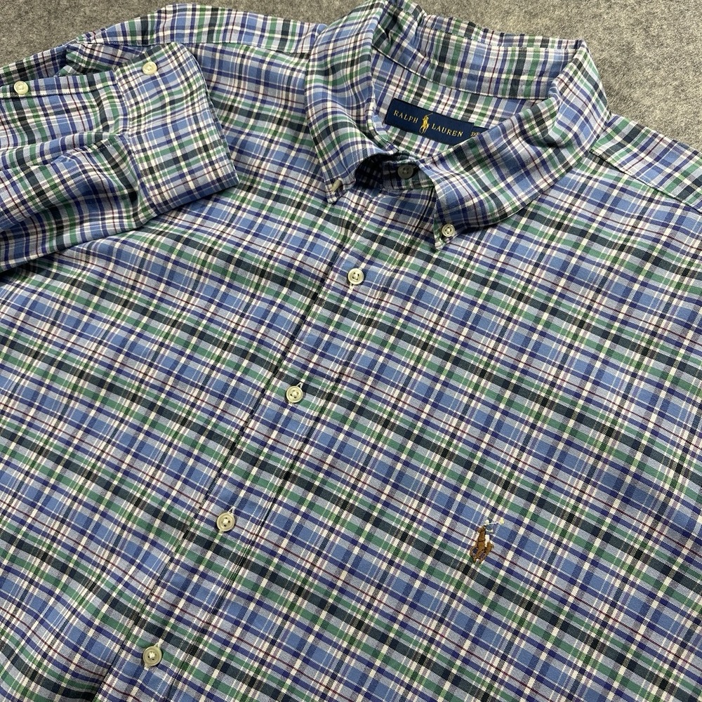 Polo Ralph Lauren Shirt Men 3XB Big Plaid‎ Oxford Button Down LS Flesh Pony
